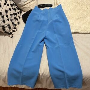 Zara Sky Blue Wide-Leg Pants